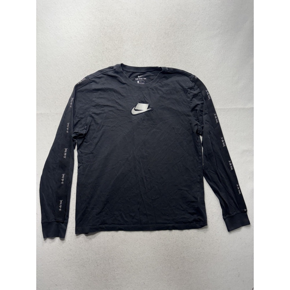 Nike Shirt Mens Large Black Swoosh Just Do It Sleeve Long Sleeve Tee Sports